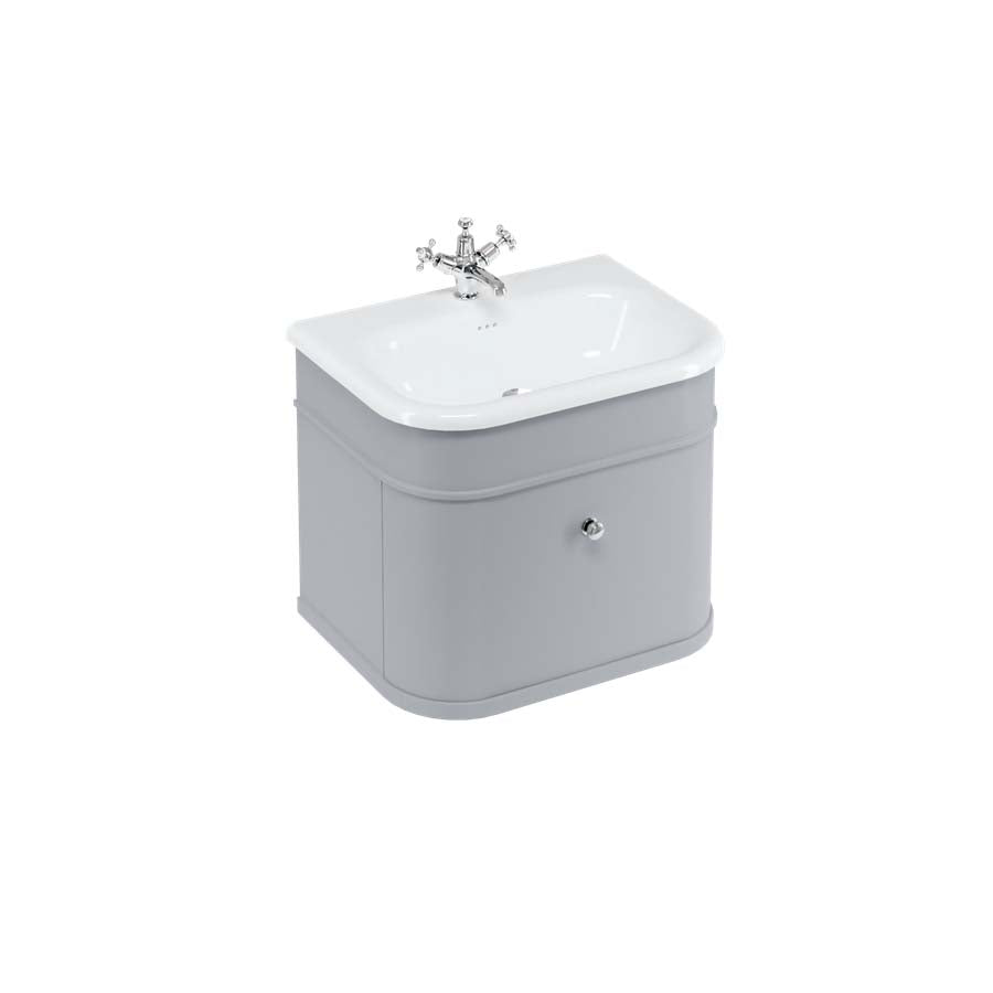 Burlington Bathrooms Chalfont 650mm Single Drawer Unit with Natural Stone Roll Top Basin- Classic Grey