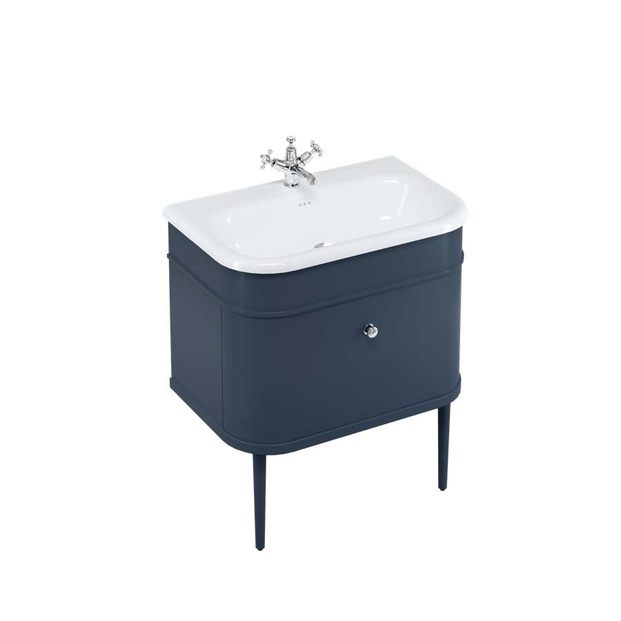 Burlington Bathrooms Chalfont 750mm Single Drawer Unit with Natural Stone Roll Top Basin - Blue