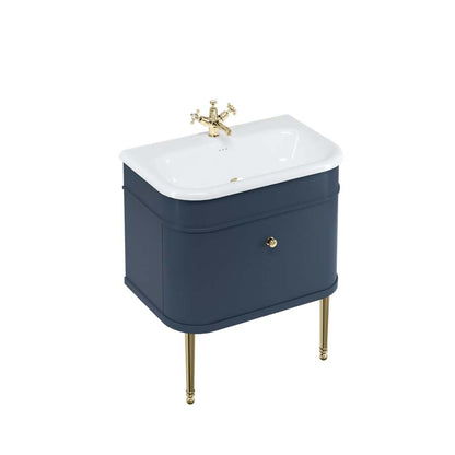Burlington Bathrooms Chalfont 750mm Single Drawer Unit with Natural Stone Roll Top Basin - Blue