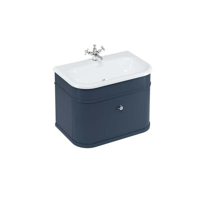 Burlington Bathrooms Chalfont 750mm Single Drawer Unit with Natural Stone Roll Top Basin - Blue