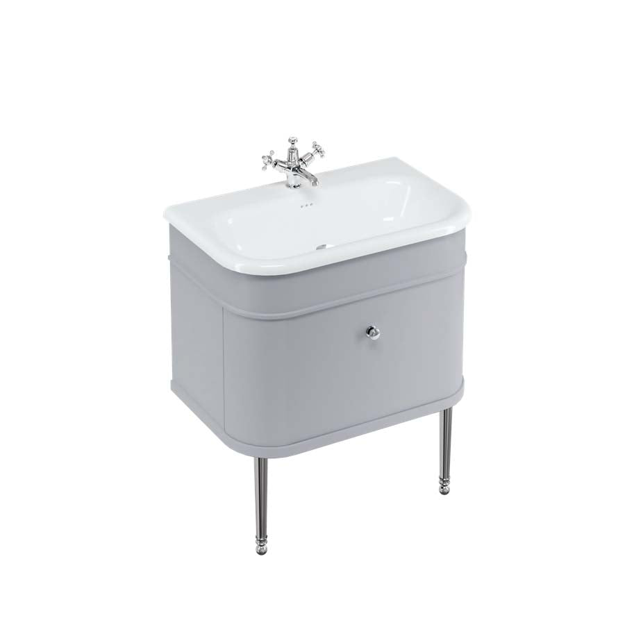 Burlington Bathrooms Chalfont 750mm Single Drawer Unit with Natural Stone Roll Top Basin - Classic Grey