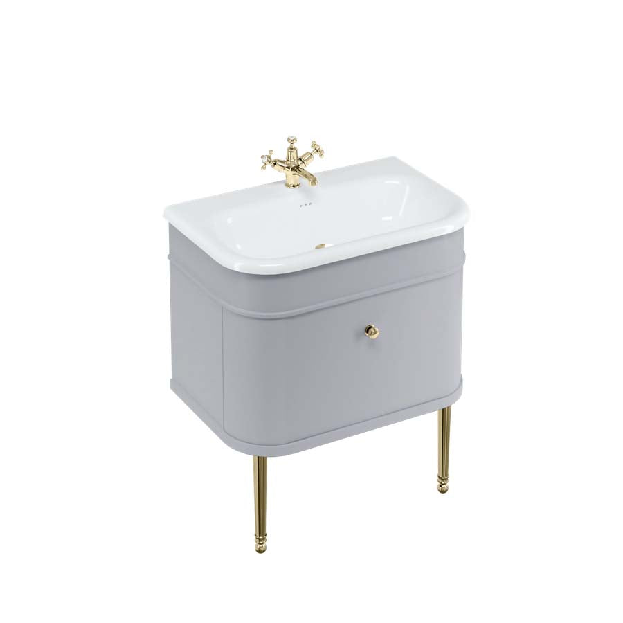 Burlington Bathrooms Chalfont 750mm Single Drawer Unit with Natural Stone Roll Top Basin - Classic Grey