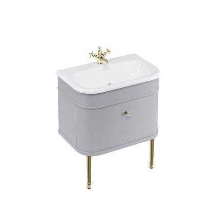 Burlington Bathrooms Chalfont 750mm Single Drawer Unit with Natural Stone Roll Top Basin - Classic Grey