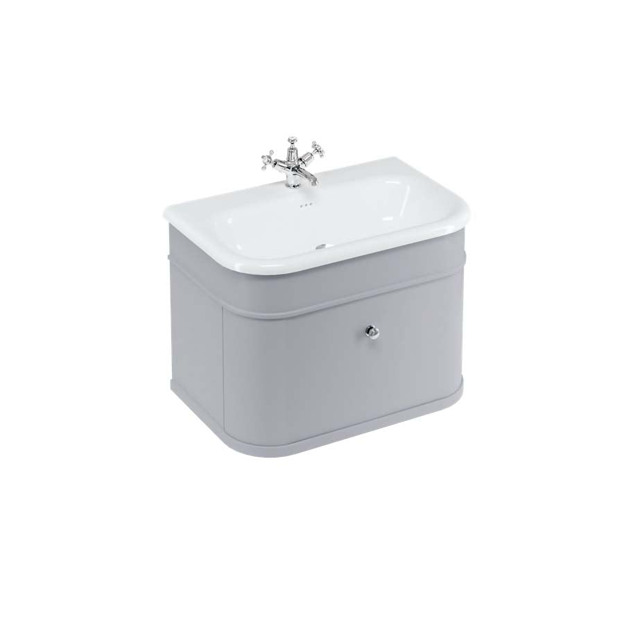 Burlington Bathrooms Chalfont 750mm Single Drawer Unit with Natural Stone Roll Top Basin - Classic Grey