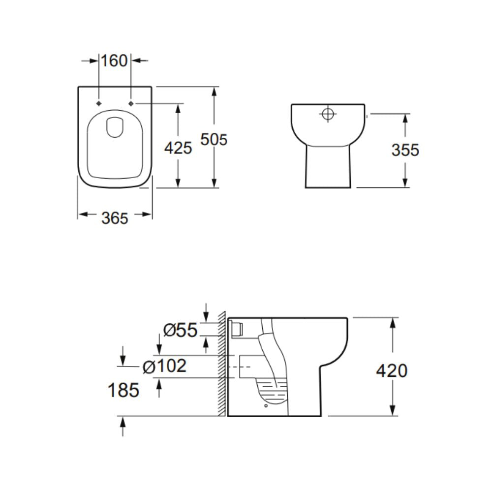 Luxe81 Choices Back To Wall Short Projection Rimless Toilet with Soft Close Seat