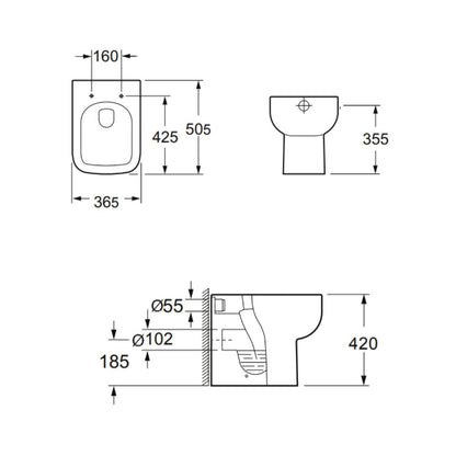 Luxe81 Choices Back To Wall Short Projection Rimless Toilet with Soft Close Seat