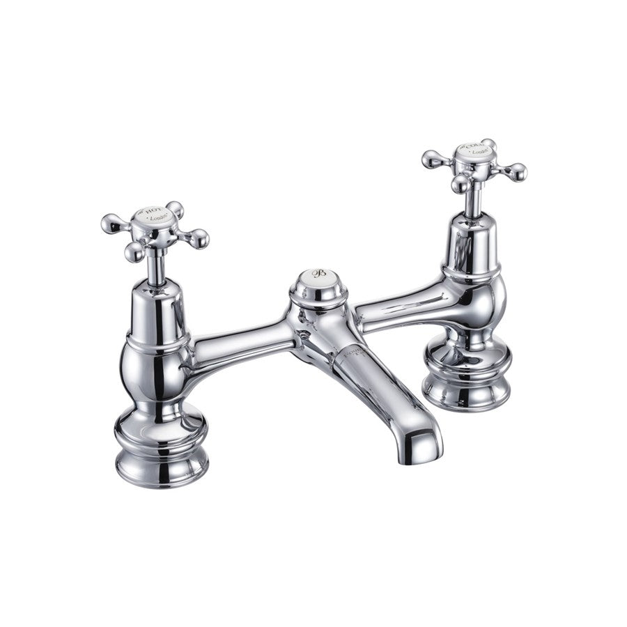 Burlington Claremont CLR10_QT Regent 2 Tap Hole Bridge Basin Mixer with Plug & Chain Waste & Swivel Spout