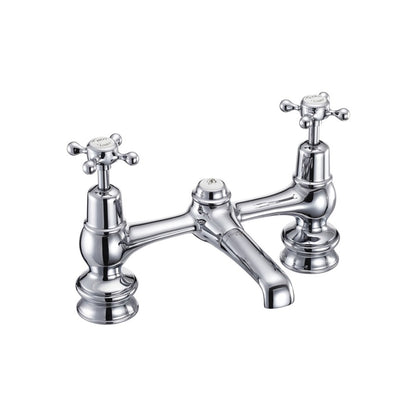 Burlington Claremont CLR10_QT Regent 2 Tap Hole Bridge Basin Mixer with Plug & Chain Waste & Swivel Spout