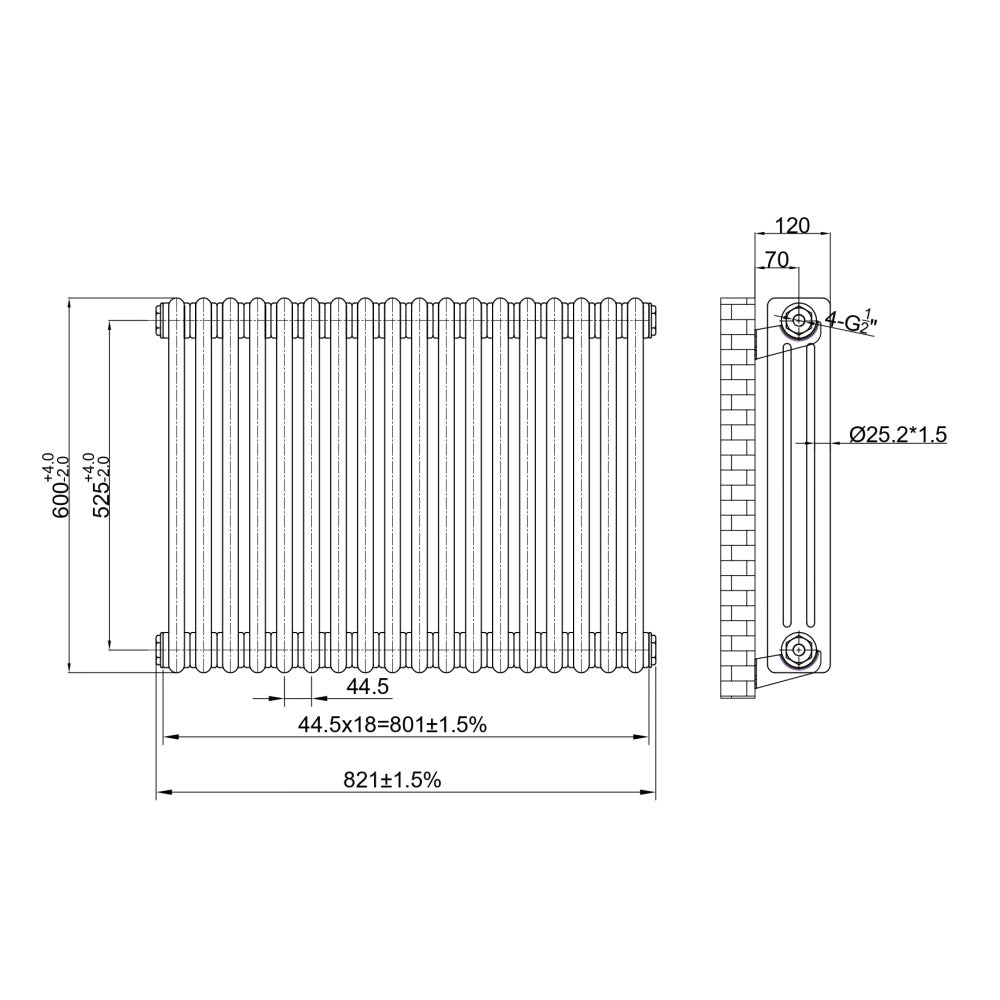 Luxe81 3 Column Horizontal Designer Radiator