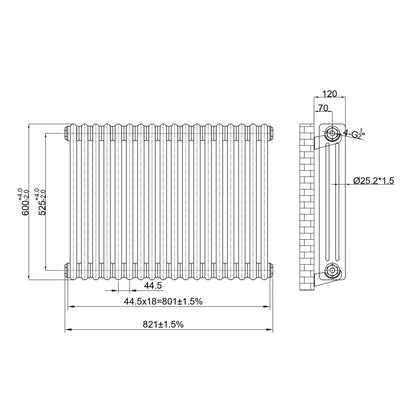 Luxe81 3 Column Horizontal Designer Radiator
