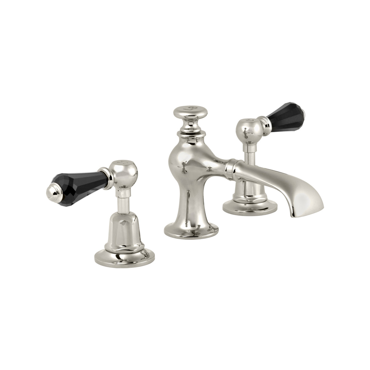 Lefroy Brooks La Chapelle flared spout basin mixer with crystal levers & pop-up waste