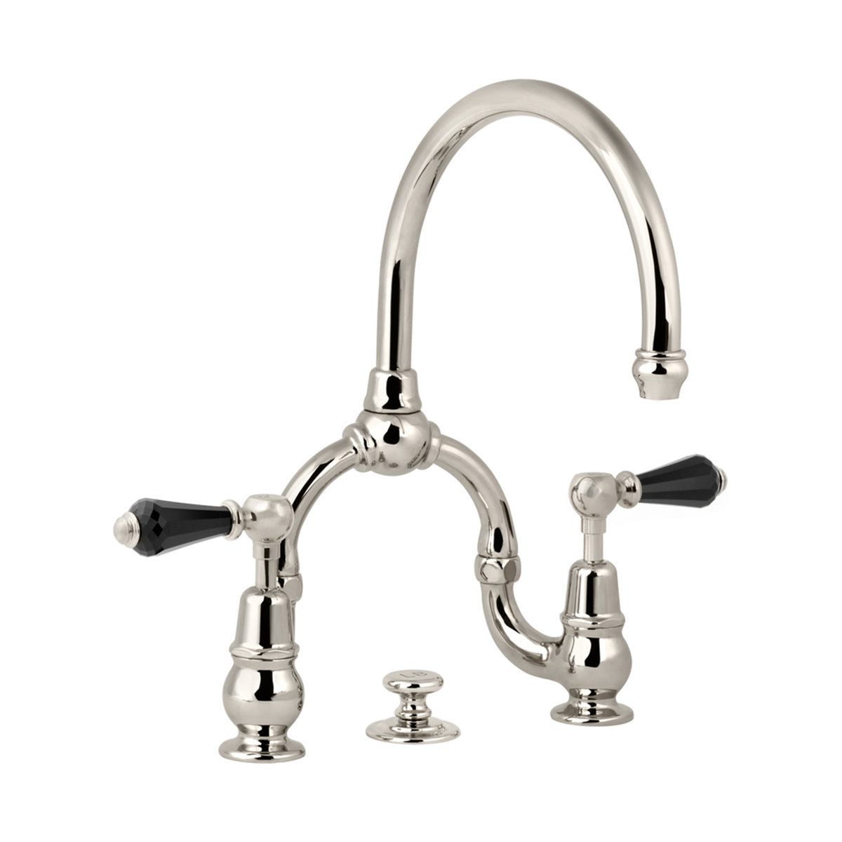 Lefroy Brooks La Chapelle basin bridge mixer with crystal levers & pop-up waste