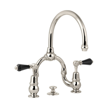 Lefroy Brooks La Chapelle basin bridge mixer with crystal levers & pop-up waste