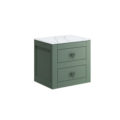 Crosswater Canvass 485 Double Drawer Unit with Carrara Marble Effect Worktop