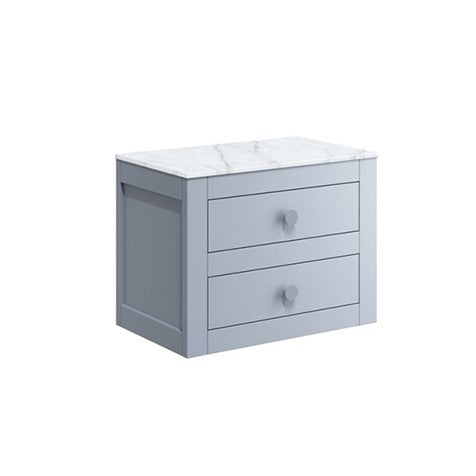 Crosswater Canvass 600 Double Drawer Unit with Carrara Marble Effect Worktop