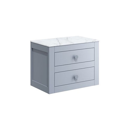 Crosswater Canvass 600 Double Drawer Unit with Carrara Marble Effect Worktop