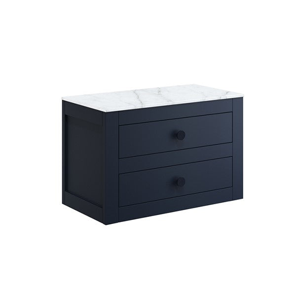 Crosswater Canvass 700 Double Drawer Unit with Carrara Marble Effect Worktop