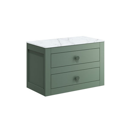 Crosswater Canvass 700 Double Drawer Unit with Carrara Marble Effect Worktop