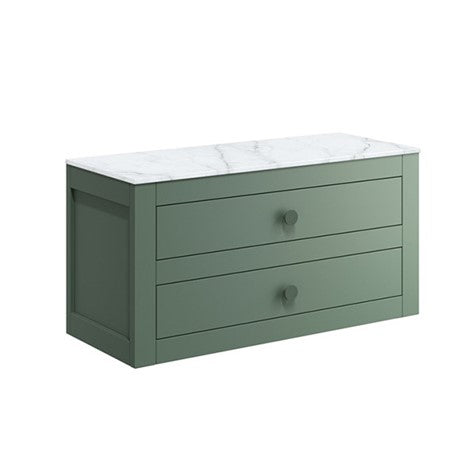 Crosswater Canvass 900 Double Drawer Unit with Carrara Marble Effect Worktop