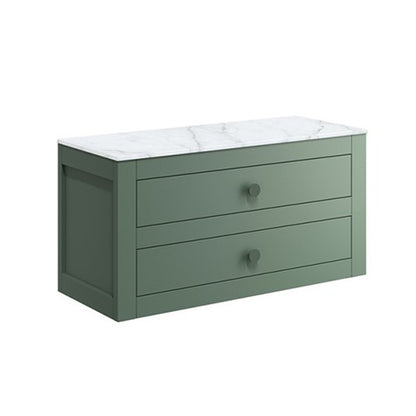 Crosswater Canvass 900 Double Drawer Unit with Carrara Marble Effect Worktop