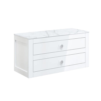 Crosswater Canvass 900 Double Drawer Unit with Carrara Marble Effect Worktop