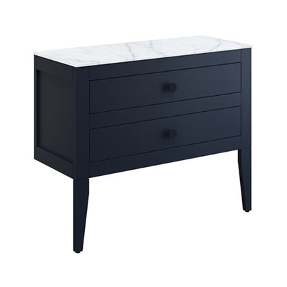 Crosswater Canvass 900 Double Drawer Unit with Carrara Marble Effect Worktop