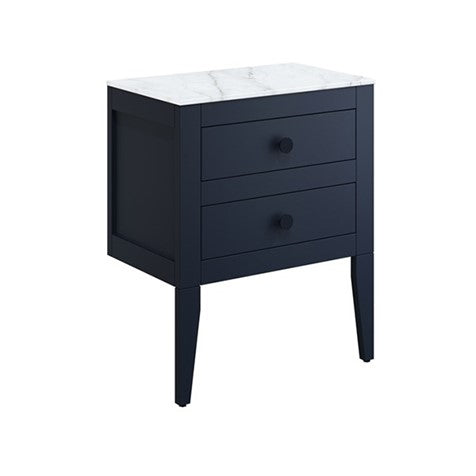 Crosswater Canvass 600 Double Drawer Unit with Carrara Marble Effect Worktop