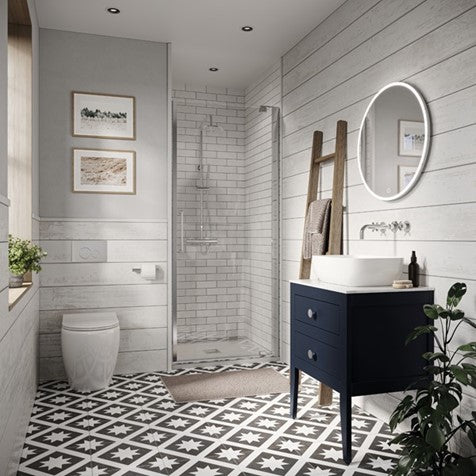 Crosswater Canvass 600 Double Drawer Unit with Carrara Marble Effect Worktop