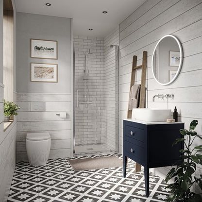 Crosswater Canvass 600 Double Drawer Unit with Carrara Marble Effect Worktop