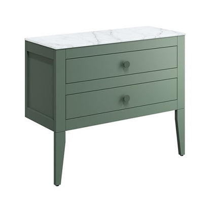 Crosswater Canvass 900 Double Drawer Unit with Carrara Marble Effect Worktop