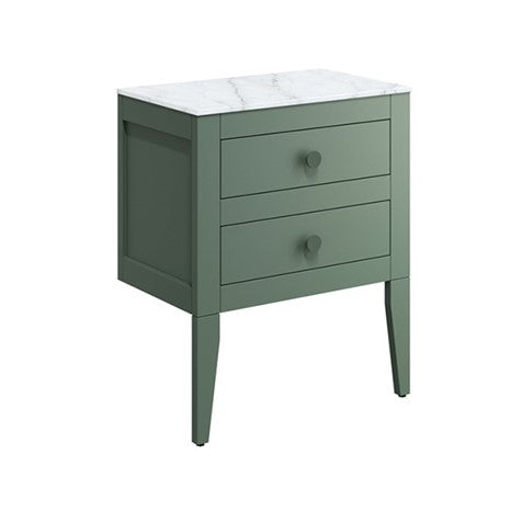 Crosswater Canvass 600 Double Drawer Unit with Carrara Marble Effect Worktop