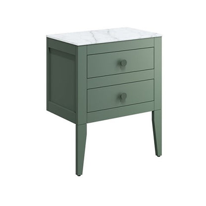 Crosswater Canvass 600 Double Drawer Unit with Carrara Marble Effect Worktop
