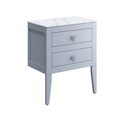 Crosswater Canvass 600 Double Drawer Unit with Carrara Marble Effect Worktop