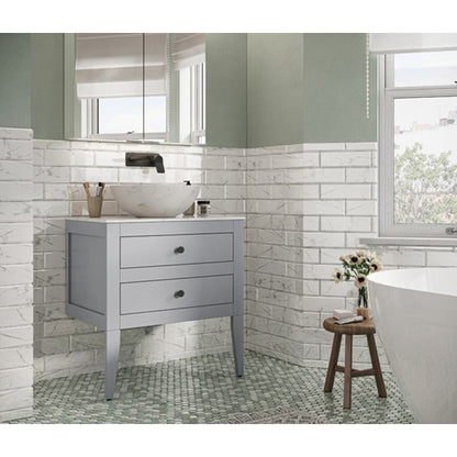 Crosswater Canvass 700 Double Drawer Unit with Carrara Marble Effect Worktop