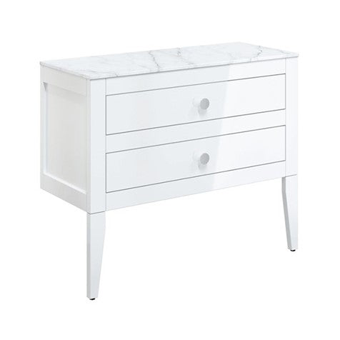 Crosswater Canvass 900 Double Drawer Unit with Carrara Marble Effect Worktop