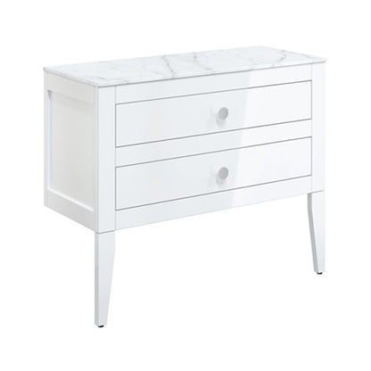 Crosswater Canvass 900 Double Drawer Unit with Carrara Marble Effect Worktop