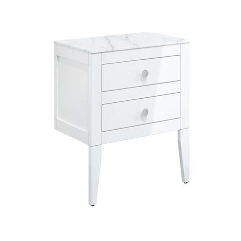Crosswater Canvass 600 Double Drawer Unit with Carrara Marble Effect Worktop
