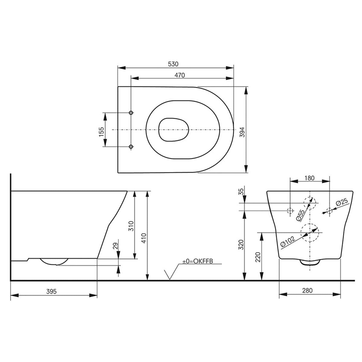 Toto MH CW162Y Wall-Hung WC Rimless Pan – 394 x 530mm