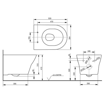 Toto MH CW162Y Wall-Hung WC Rimless Pan – 394 x 530mm