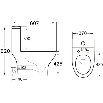 Luxe81 Deia Open Back Rimless Close Coupled Toilet