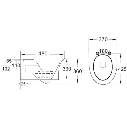 Luxe81 Deia Rimless Wall Hung Toilet and Soft Close Seat