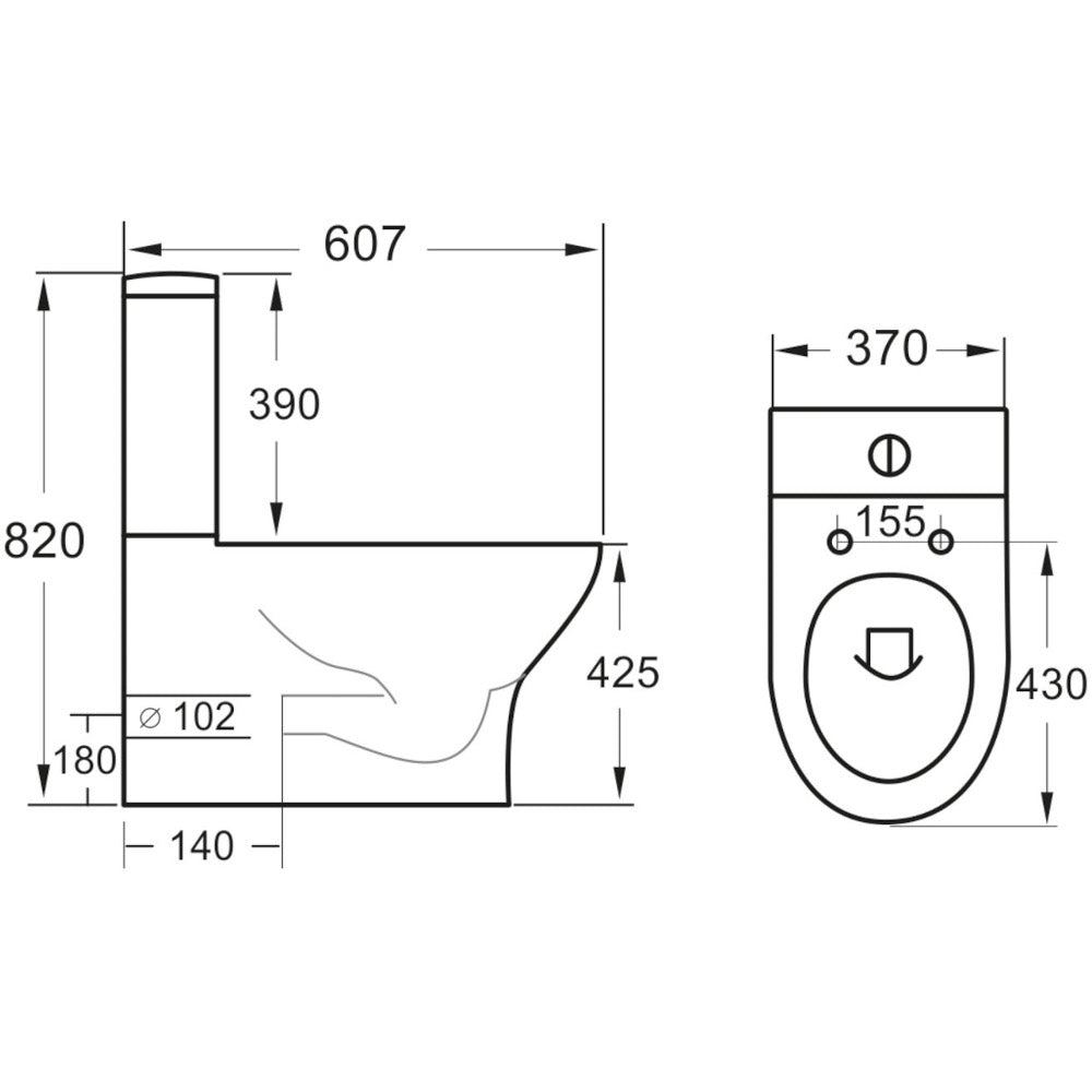 Luxe81 Deia Closed Coupled Rimless Close Coupled Toilet