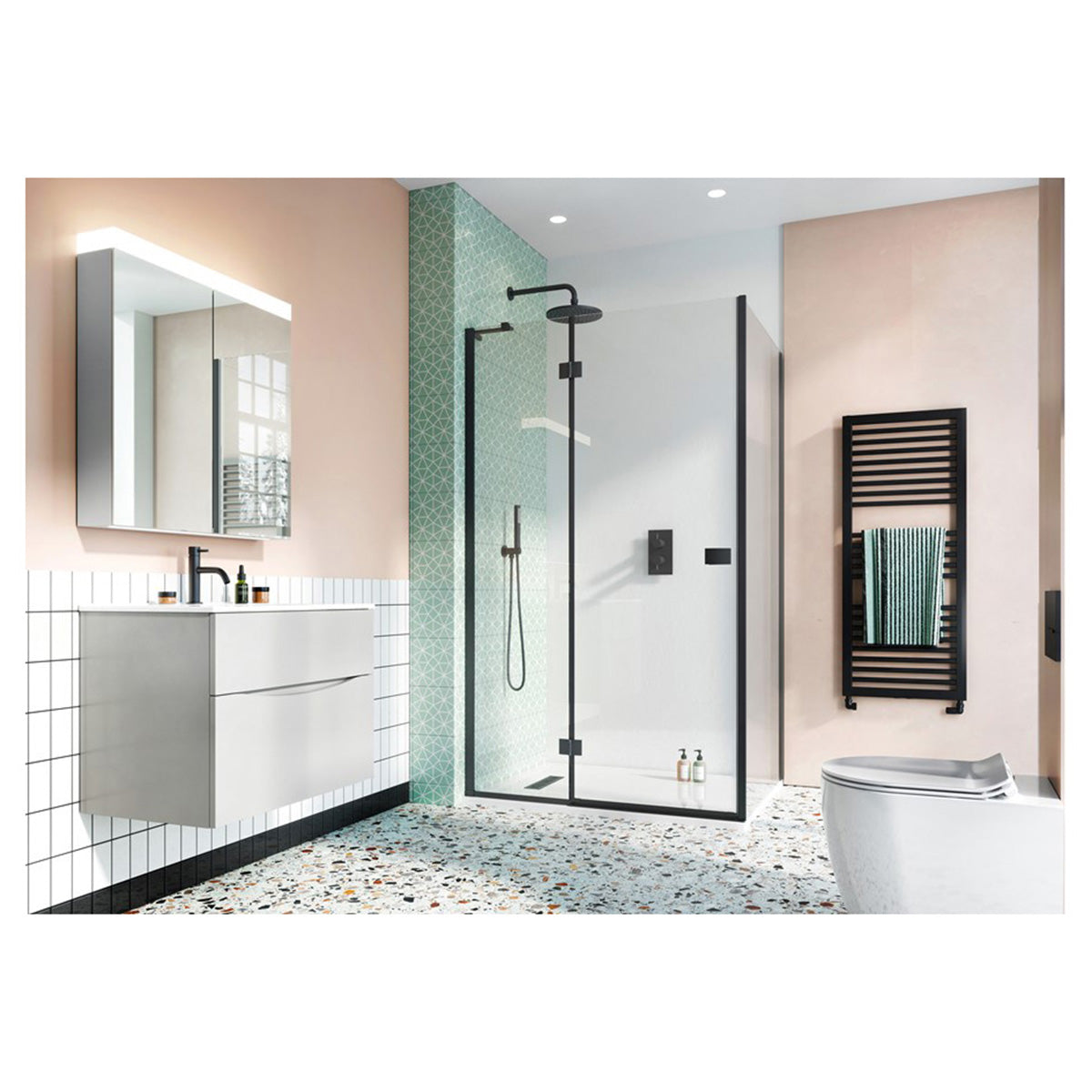 Crosswater Design 8 Hinged Door with Inline Panel