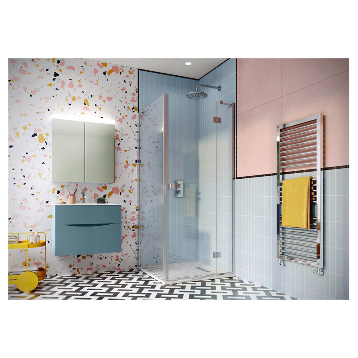 Crosswater Design 8 Hinged Door with Inline Panel
