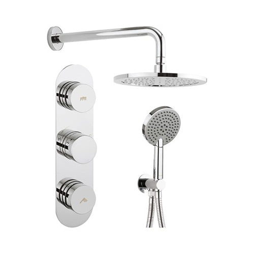 Crosswater Dial Central Trim Thermostatic Shower Valve with 2 Way Diverter, Wall Outlet, 3 Mode Handset, Hose, Shower Head & Arm