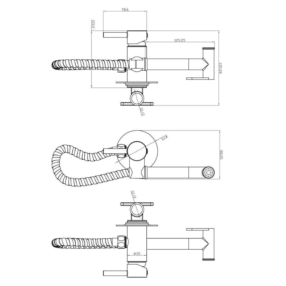 Luxe81 Douche Kit with Outlet Elbow