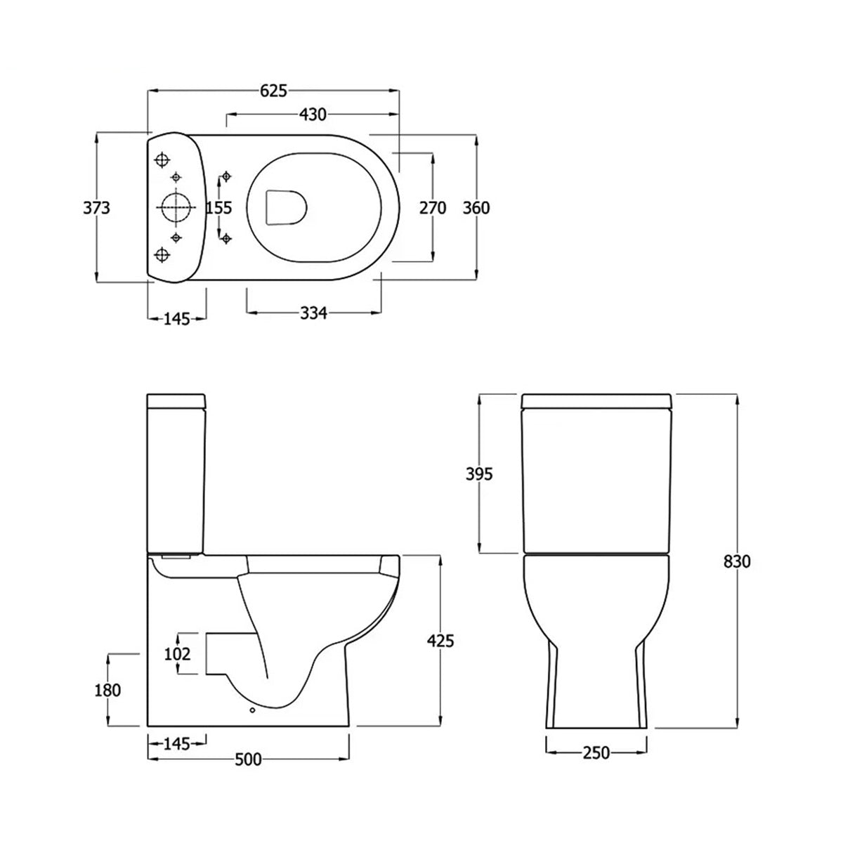 Essential EC1009 Lily Top-Quality White Close Coupled BTW Pan And Cistern