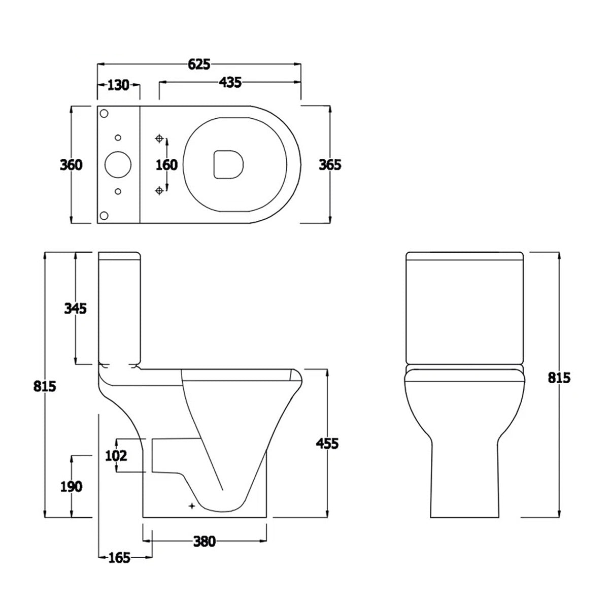Essential EC1015 Lily Rimless Comfort Height Close Coupled WC Pan With Cistern And Seat