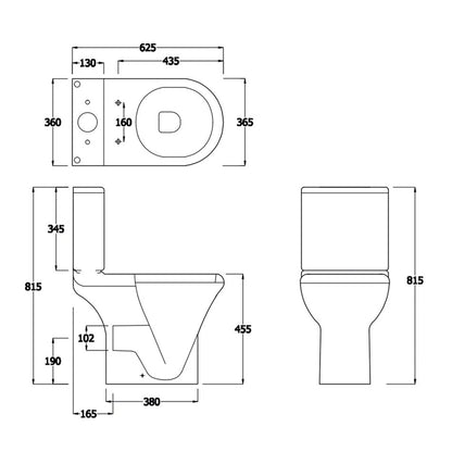 Essential EC1015 Lily Rimless Comfort Height Close Coupled WC Pan With Cistern And Seat