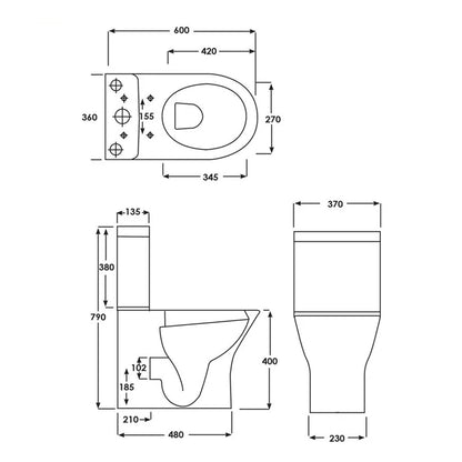 Essential EC7022 IVY White Close Coupled Back To Wall Pan With Cistern And Seat